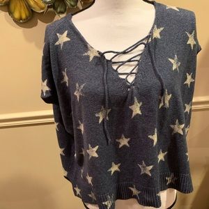 Tie Front Ralph Lauren Distressed Blue Star Shirt